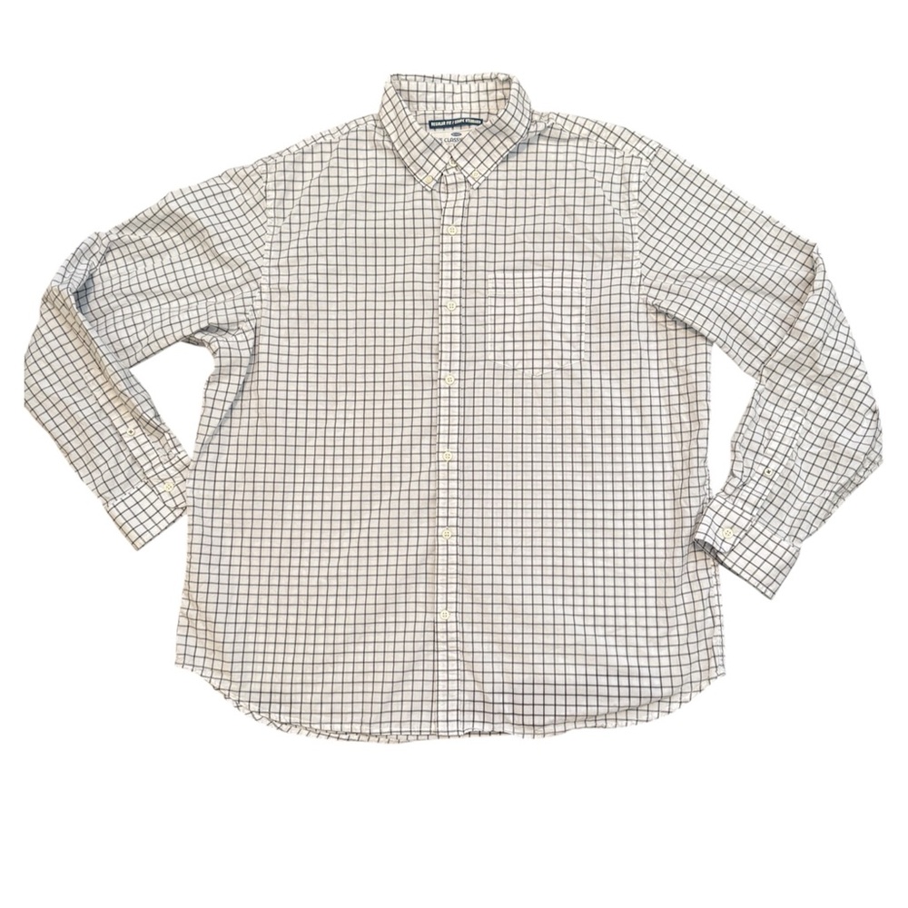 Old Navy Men's Black and White Grid Shirt